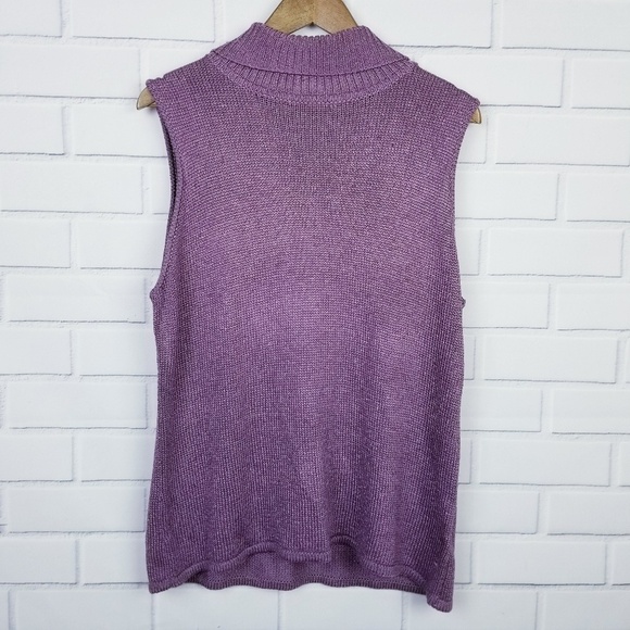 Chadwicks Mock Neck Knit Purple Tank Top PXL - Picture 1 of 6